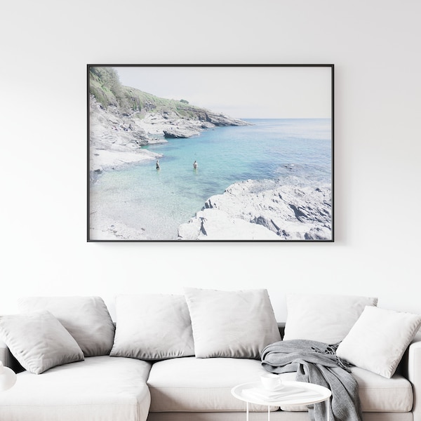 Prussia Cove, Pastel Beach Print, Summer Print, Minimalist Ocean Print, Cornwall Photography Prints