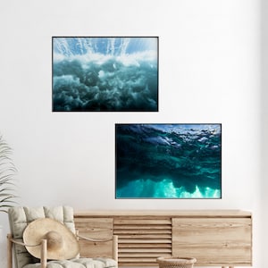 Breaking Wave Set Di 2 Stampe, Fotografia Subacquea Arte Murale, Ocean Gallery Wall Printable Wall Art, Sea Waves Abstract Art Print