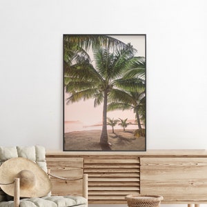 Palm Tree Print, Tropical Wall Art, Blush Pink Poster, Hawaii Poster, Boho Wall Decor, Minimal, Digital Download, Palm Tree Printable Art