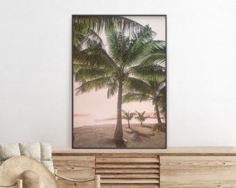 Palm Tree Print, Tropical Wall Art, Blush Pink Poster, Hawaii Poster, Boho Wall Decor, Minimal, Digital Download, Palm Tree Printable Art