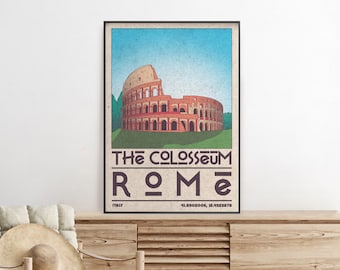 The Colosseum, Rome, Italy Travel Poster, Colosseum Print, Rome Travel Poster, Custom Travel Print