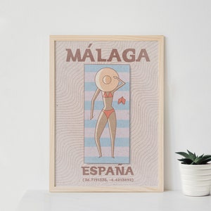 MALAGA WALL POSTER - Retro Travel Poster, Custom Travel Poster, Spain Travel Print, Minimal Travel Poster, Digital Travel Poster, Wall Art