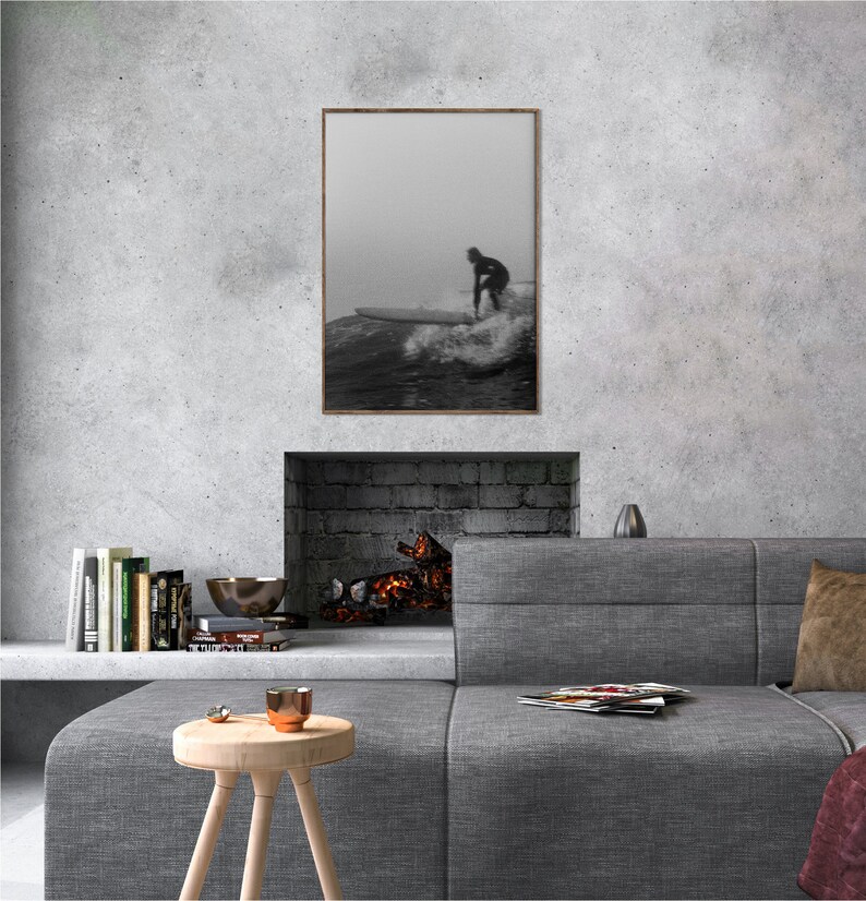 Schwarz-Weiß Surfing Prints, Vintage Surf Poster, Longboard Surfing Fotografie, Ozean Druck, Strand Dekor Bild 4