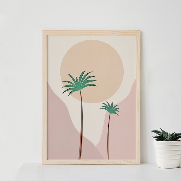 Palm Tree Print, Boho Palm Tree Print, Palm Tree Illustration, Boho Botanical Print, Abstract Palm Wall Art