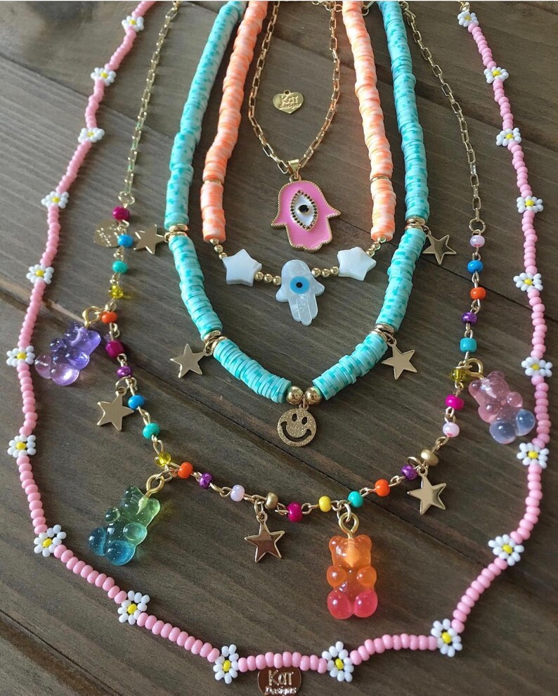 Necklaces Teddy bears Necklaces Gold plated Polimer Necklaces Charm Necklace Hamsa Necklaces