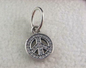 Pandora, Bracelet Charms, Beads, Clips, Dangles,/ New / s925 Sterling Silver SYMBOL OF PEACE Dangle Charm / Stamp