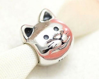 Pandora, Bracelet Charms, Beads, Dangles / Pand / New / s925 Sterling Silver / 925 ALE Curious Cat Charm Bead / Threaded / Stamp