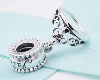 Sterling Silver 3D Royal Crown And Scepter Dangle Charm Bead For Bead Charm Bracelet Sterling Silver 3D Royal Crown And Scepter Dangle Charm Bead For Bead Charm Bracelet
