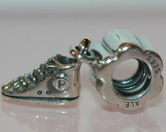 Pandora, Bracelet Charms, Beads, Clips, Dangles, / New / s925 Sterling Silver HIGH TOP (Chucks) SNEAKER Dangle Charm / Threaded / Stamp