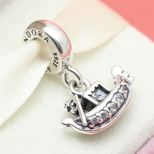 Pandora, Bracelet charms, Beads, Clips, Dangles, / New / s925 Sterling Silver GONDOLA VENICE ITALY Dangle Charm / Threaded / Stamped