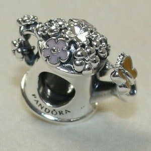 Pandora, Bracelet Charms, Beads, Dangles / New / s925 Sterling Silver Sparkling BLOOMING WATERING CAN Bead / Threaded / Stamp