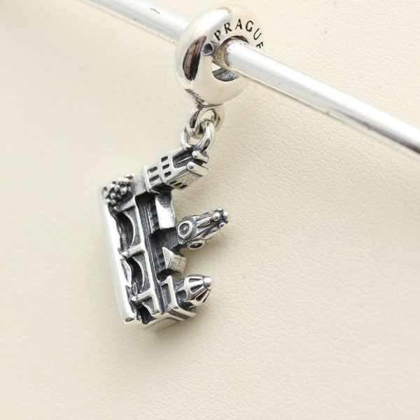 Pandora, Bracelet Charms, Beads, Clips, Dangles, / New / s925 Sterling Silver Charles Bridge (Prague) Dangle Charm / Threaded / Stamp