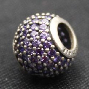 Pandora, Bracelet Charms, Beads, Clips, / New / s925 Sterling Silver Pavé Lights Fancy Purple OR Pave Lights Fancy Golden CZ Charm / Stamp