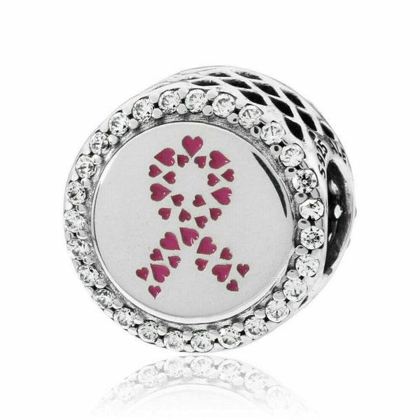 Pandora, Bracelet Charms, Beads, Pendants / New / s925 Sterling Silver Ribbon of Strength Charm Breast Cancer / Stamped