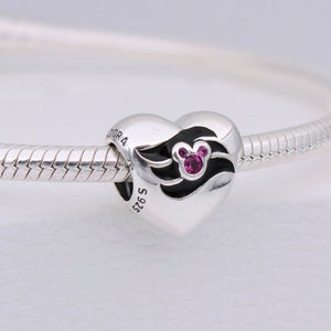 Pandora, Bracelet Charms, Beads, / New / s925 Sterling Silver Disney Cruise Line DCL Exclusive Silver Heart Logo Charm / Threaded / Stamp