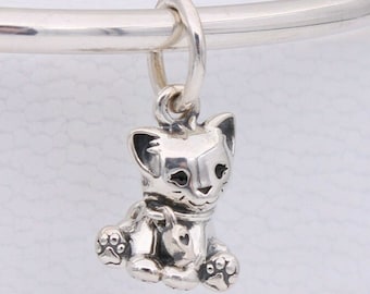 Pandora, Bracelet Charms, Beads, Dangles, / New / s925 Sterling Silver Sweet Kitty-Cat Dangle / Stamped