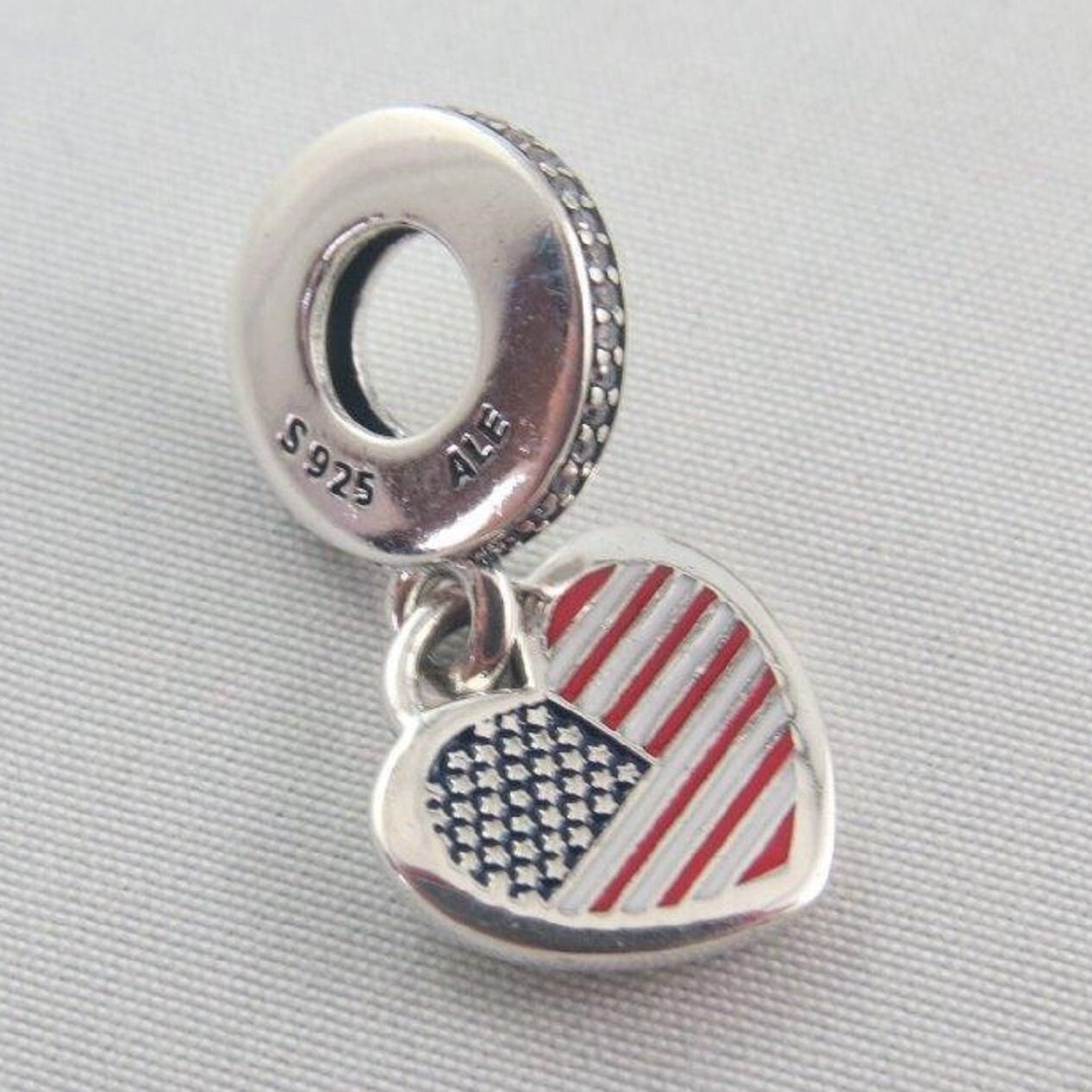Pandora Bracelet Charms Beads Clips Dangles New S925 Sterling Silver LOVE U.S.A. Heart Flag Charm Dangle Threaded Stamp Etsy