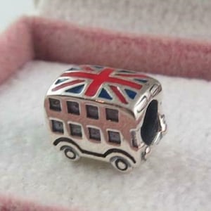 Pandora, Bracelet Charms, Beads, Clips Dangles / New / s925 Sterling Silver UNION JACK BUS Charm London Double Decker Bus / Threaded / Stamp