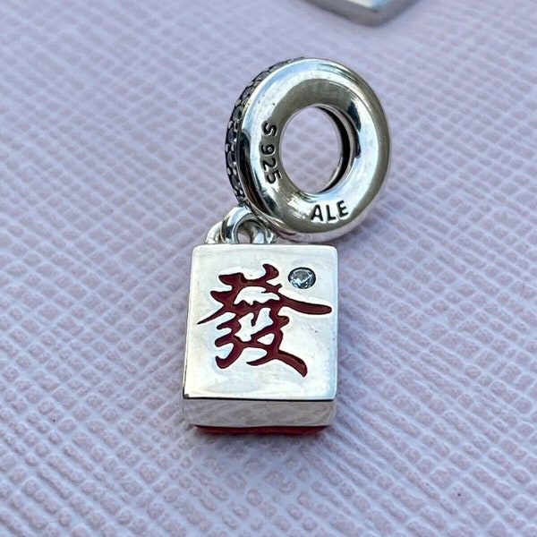 Pandora, Bracelet Charms, Beads, Dangles / New / s925 Sterling Silver Mahjong Dangle Charm / Threaded / Stamped