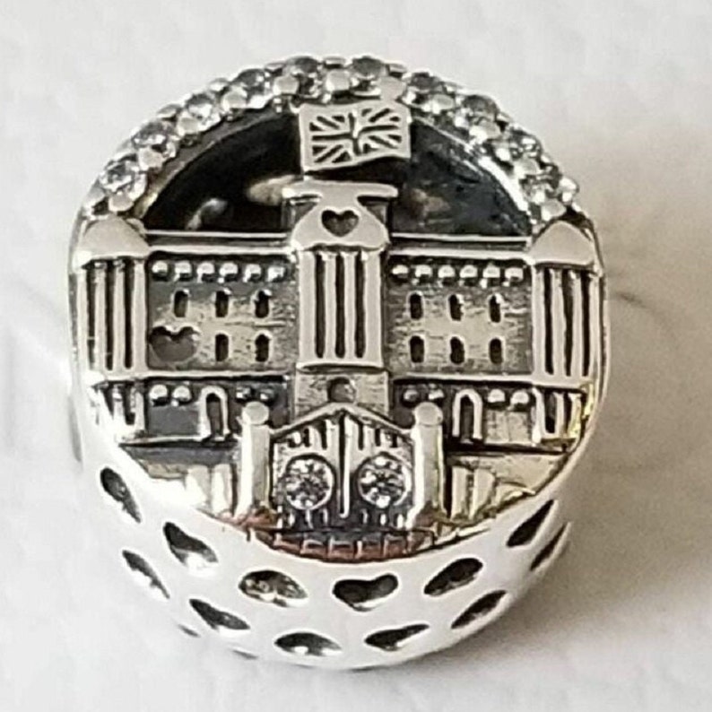 Pandora, Bracelet Charms, Beads, Dangles / New / s925 Sterling Silver SPARKLING BUCKINGHAM PALACE Charm / Stamp image 2