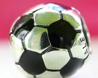 Pandora, Bracelet Charms, Beads, Clips, Dangles / New / s925 Sterling Silver SOCCER BALL CHARM / Threaded / Stamp
