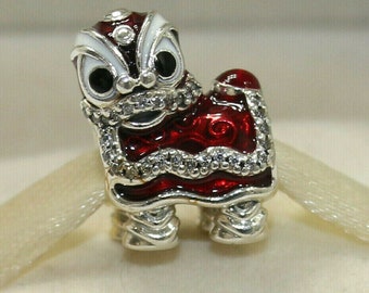 Pandora, Bracelet Charms, Beads, Clips, Dangles, / New / s925 Sterling Silver Chinese Lion Dance New Year Celebration / Threaded / Stamp