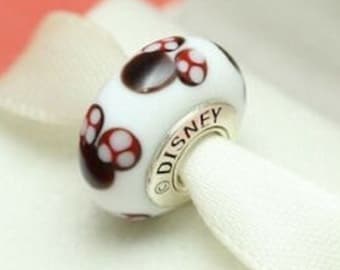 Pandora, Bracelet Charms, Beads, Murano Glass Bead / New / s925 Sterling Silver Disney Classic Minnie Murano / Threaded / Stamp