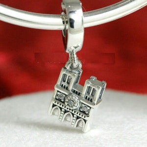 Pandora, Bracelet charms, Beads, Clips, Dangles / New / s925 Sterling Silver Notre Dame Cathedral Paris France / Threaded / Stamp