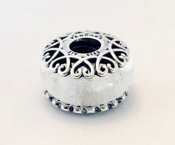Iridescent white deals glass charm