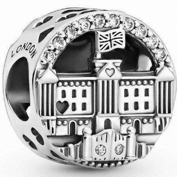Pandora, Bracelet Charms, Beads, Dangles / New / s925 Sterling Silver SPARKLING BUCKINGHAM PALACE Charm / Stamp