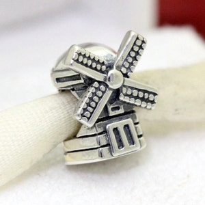 Pandora, Bracelet Charms, Beads, Clips, Pendants / New / s925 Sterling Silver Windmill Bead / Threaded / Stamp