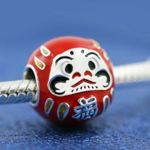 Pandora , Bracelet Charms, Beads, Clips, Dangles, / New / s925 Sterling Silver RED Enamel DARUMA DOLL Charm / stamp