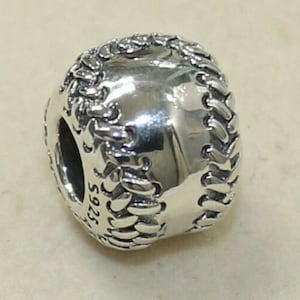 Pandora, Bracelet Charms, Beads, Clips, Dangles / New / s925 Sterling Silver SOFTBALL / BASEBALL BEAD / Stamped