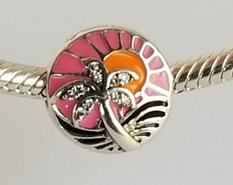Pandora, Bracelet Charms, Beads, Clips, Dangles / New / TROPICAL PARADISE SUNSET Bead / s925 Sterling silver / Stamped
