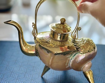 Conch Shell Teapot: Bronze Edged Seashell, Beach Decor (8x10 inches)