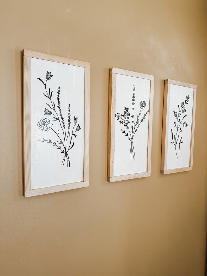 Floral Trio Wall Decor Etsy