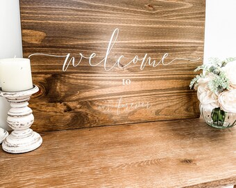 Personalized Rustic Wood Wedding Sign | Stained and Fade Resistant Wooden Sign | Welcome to Our Wedding Sign | Custom Bridal Shower Sign