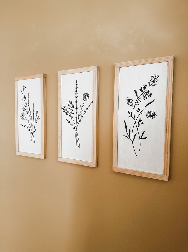Floral Trio Wall Decor Etsy