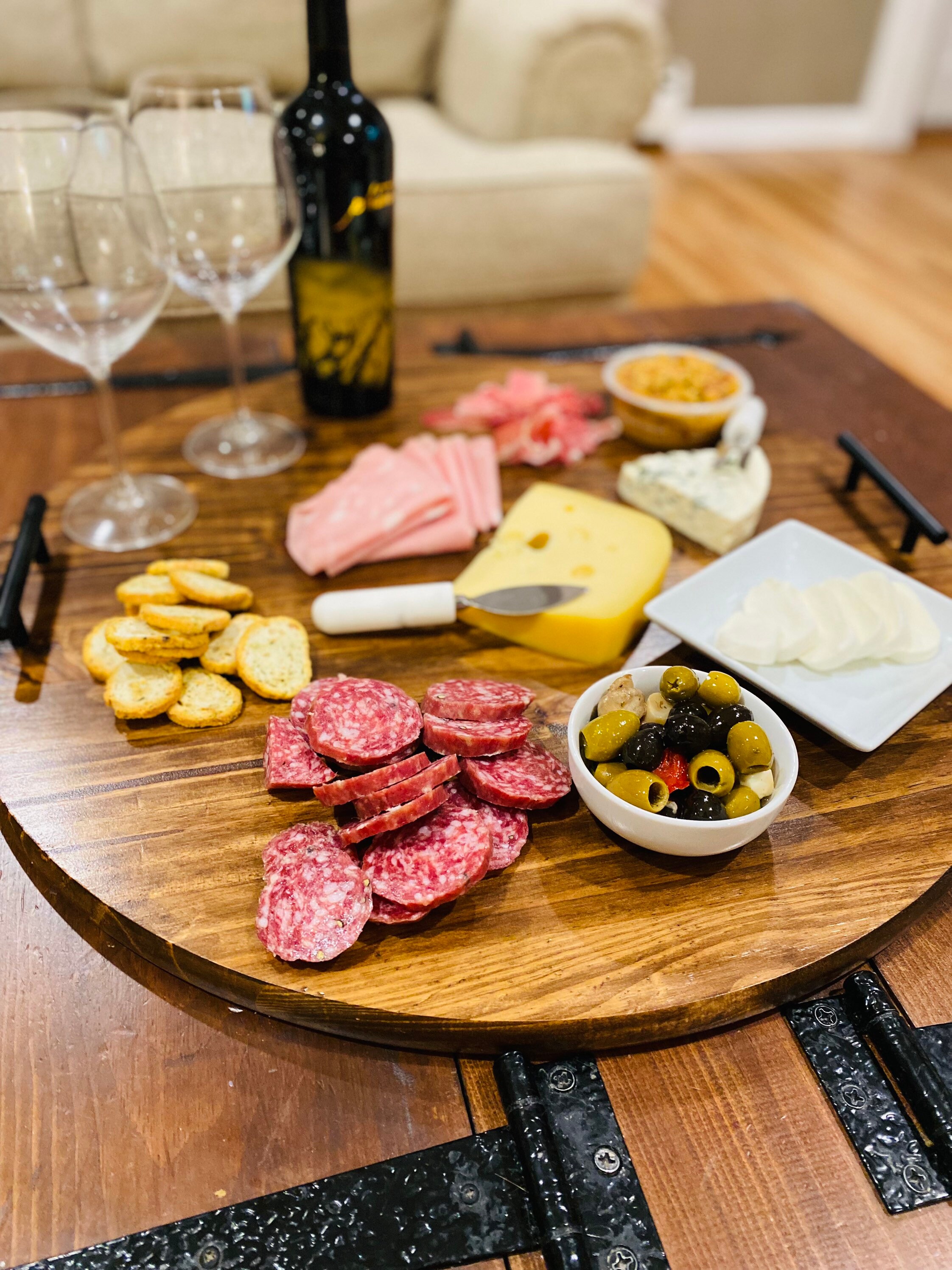 Round Charcuterie Board Cheese Board Lazy Susan Smores Etsy