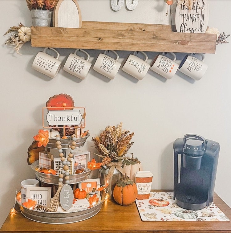 Rustic Coffee Shelf - Mug Holder - Wall Mounted Coffee Shelf - Wall Mounted Coffee Mug Organizer