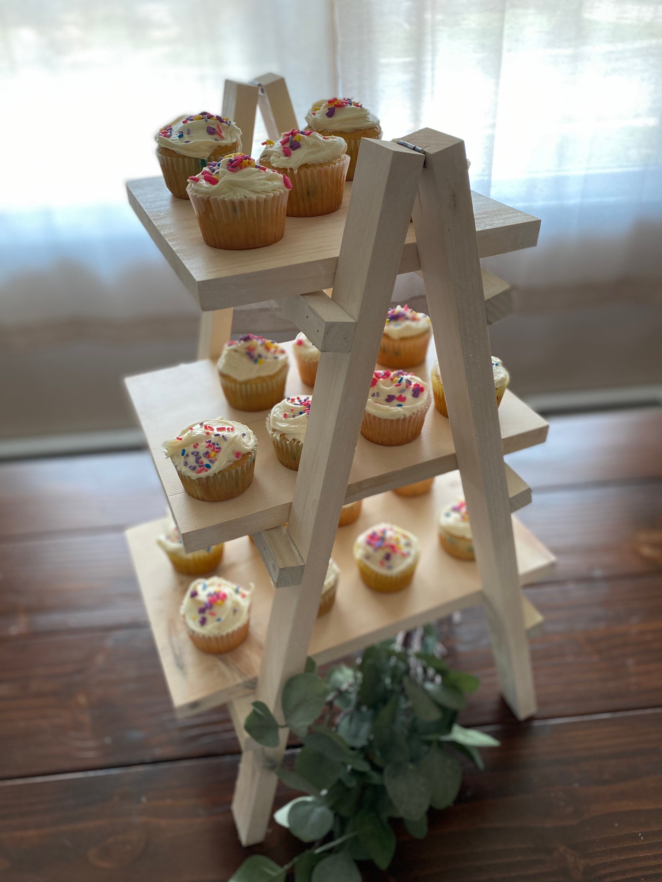 Wooden Dessert Ladder Cupcake Stand Tower Appetizer Tower Etsy