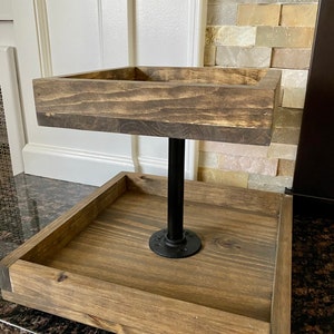 Square Wooden Tier Tray - Industrial Pipe Tray - Two Tier Tray