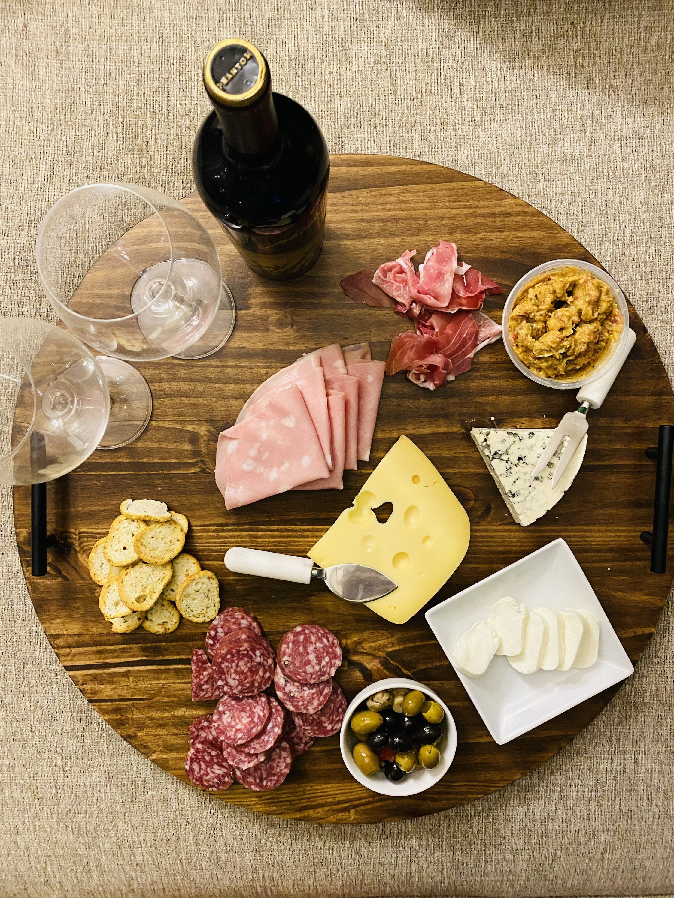 Round Charcuterie Board Cheese Board Lazy Susan Smores Etsy