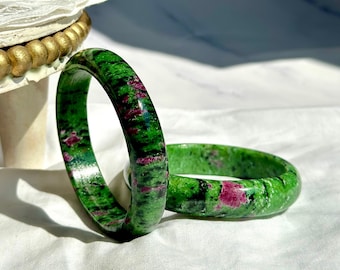 Ruby Zoisite Bangle 56/60/61/62/63/64.5//66 mm or 2.2 to 2.57 inches Gemstone Crystal Natural Healing Chakra "Talisman of Love"