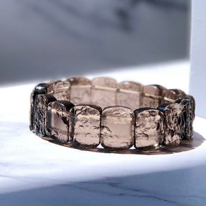 Cintamani Saffordite Bracelet 17.7mm beads 9in. Cuff Bangle Transulcent Clean Raw Natural Stone Stretchable