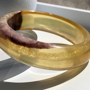 Or fluorine, cristal jaune, pierre précieuse de quartz transparent, paillettes, violet, blanc, marron, bracelet jonc en 58,4 mm/2,23 po ** autres tailles disponibles