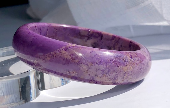Mica PURPLE Phosphosiderite Crystal Gemstone Healing Chakra Bangle Natural - 59.5mm/2.34in or 56.9mm/ 2.24in (other sizes available)