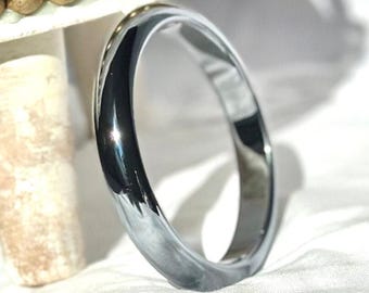 Terahertz Bangle 55/56/57/58/59/60/61/62/63/64/65.5mm or 2.21in to 2.45in Healing Stone Silver  **For Men and Women**