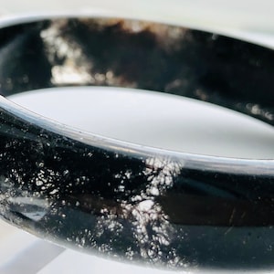 Rutilated Bangle 60.4/61.7/63.7/64.8/66mm or 2.38in to 2.6in BLACK Tourmaline Quartz Crystal Gemstone Natural Rainbow