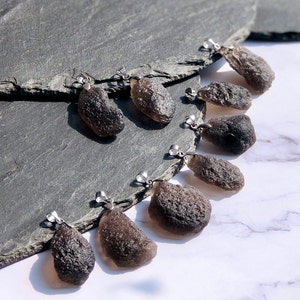 Saffordite, Tektite, Natural Stone Healing Silver Pendant with Complimentary Faux Leather Necklace : For MEN and WOMEN